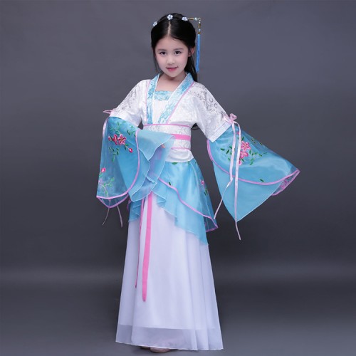 Chinese folk dance costumes  fairy dresses girls pink blue anime drama cosplay hanfu princess empress stage performance dress 